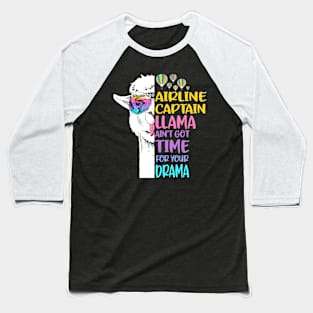 Airline Captain Llama Baseball T-Shirt